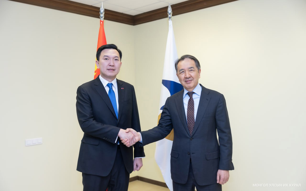 Улсын Их Хурлын дарга Н.Учрал Евразийн эдийн засгийн комиссын Сайд нарын зөвлөлийн дарга Б.А.Сагинтаевтай уулзав